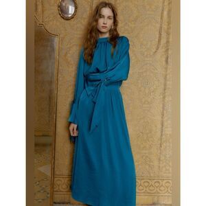 ZARA SATIN EFFECT MIDI DRESS WITH BOWS
